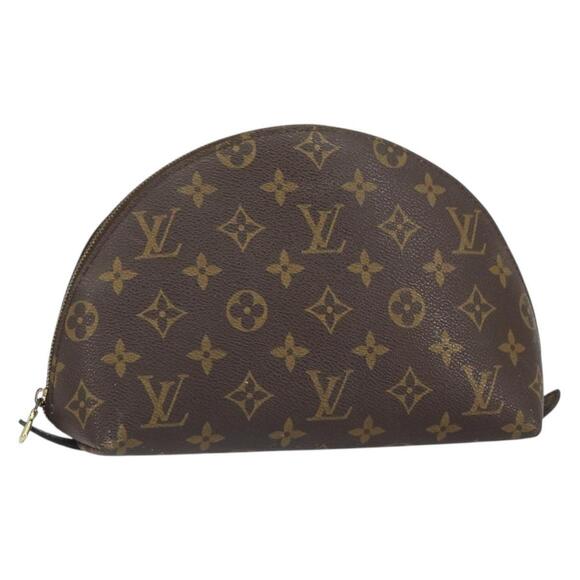 LOUIS VUITTON Monogram Trousse Demi Ronde Cosmetic Pouch M47520 LV Auth BA9256 - Picture 1 of 16